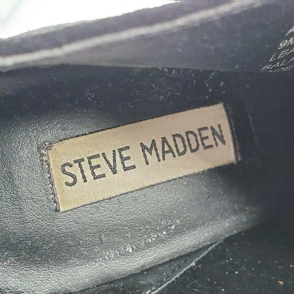 Steve Madden Annnie Womens Suede Wedge Heel Leather Black Ankle Boots Size 9‎ - Picture 8 of 9